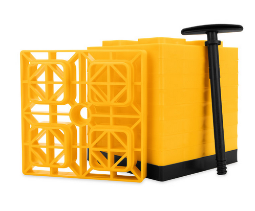 Camco Fasten Rv Leveling Blocks, Includes T-handle for Simple Carrying, 2x2, Pack of 10 Rv Blocks Yellow 44512