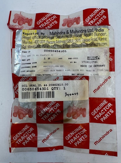 Mahindra Oil Seal 006504543D1