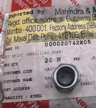 Mahindra Nylon Nut 000020742E05