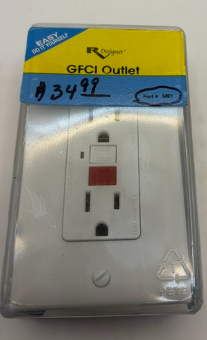 Rv Designer White GFCI Receptacle S801