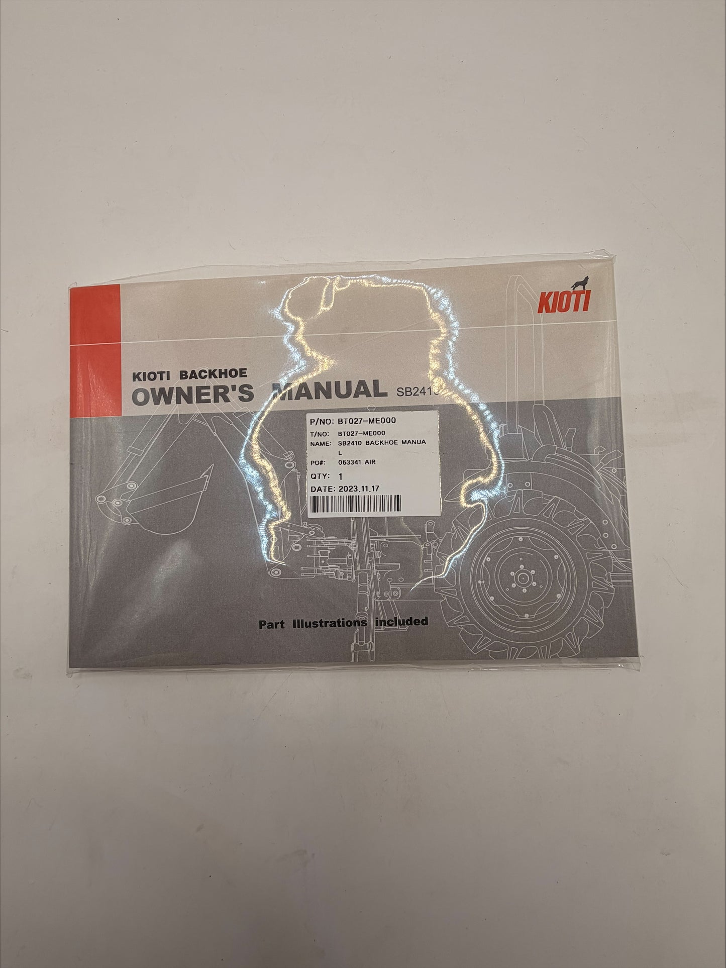Kioti Backhoe Owner's Manual - BT027-ME000