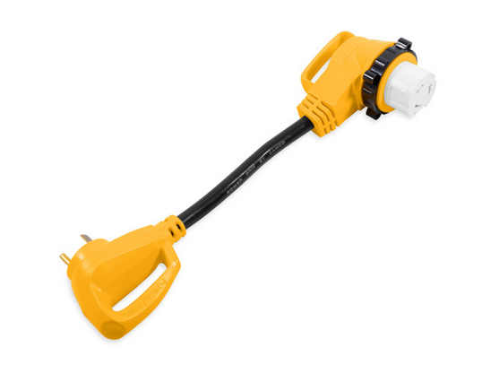 Camco Power Grip 18" Locking Dogbone Adapter, 30AM/50AF 90-Degree Locking 55582