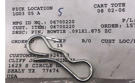 Ariens/Gravely Hair Pin 06700222