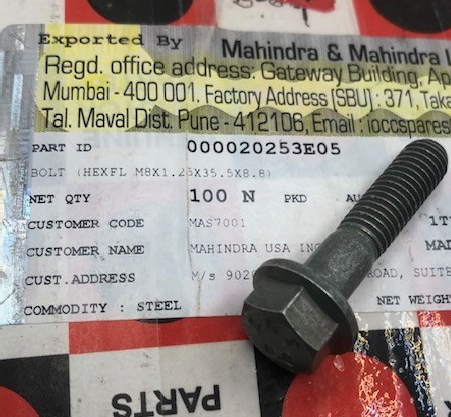Mahindra Hex Bolt 000020253E05