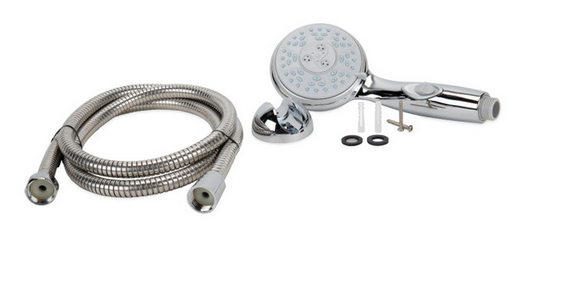 Camco Shower Head Kit-Chrome w/ OOS includes hose,head,mount&hrdwr 43713
