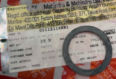 Mahindra Filter Housing Washer 001121168R1