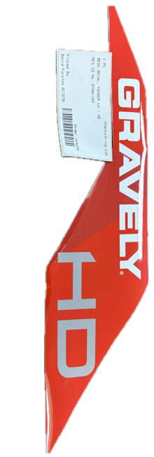 Gravely Rh Fender HD Decal 07801109