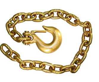 Trailer Safety Chain Assembly, 3/8" x 39" Chain Link Length, Clevis Slip Hook With latch 8850025